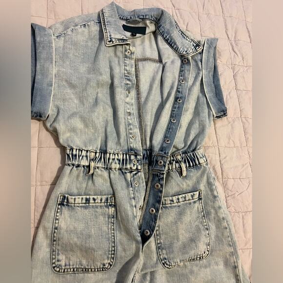 Revolve X Blank NYC Faded Acid Wash Time Zone Slouchy Denim Romper - Small - Picture 8 of 13